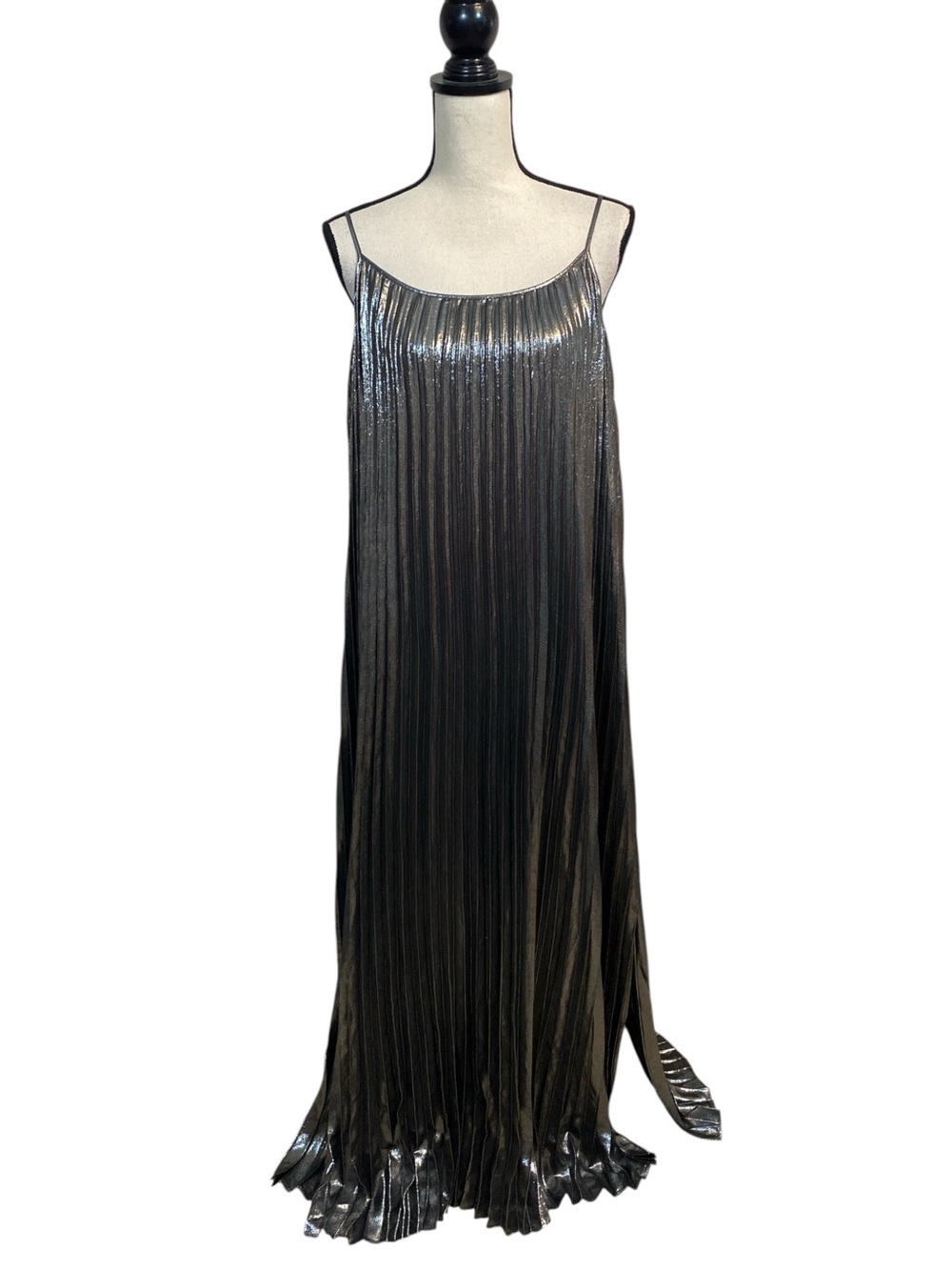 Banana Republic Metallic Silver Pleated Slip Dress 12P